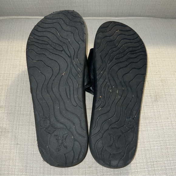 HURLEY Size 8 Black with Gray Logo Adjustable Men's Comfort Slide Sandals - Picture 9 of 11